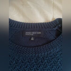 Deep Teal Blue Jones New York Signature Crew Knit Sweater EUC Medium